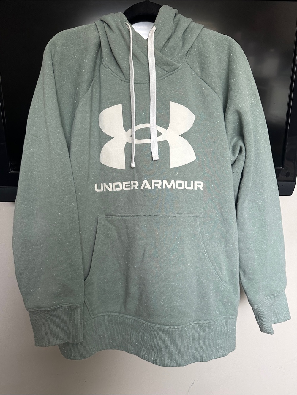 Under Armour Sage Green Pullover Hoodie with White Logo